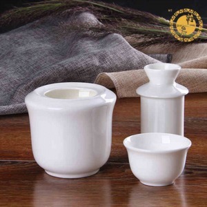 唐山纯白骨瓷温酒器暖酒壶烫酒壶套装二两白酒酒盅酒胆陶瓷三件套