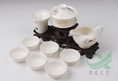 【供应德化陶瓷功夫茶具 环保骨瓷茶具陶瓷杯子 礼品定做 可定logo】价格,厂家,图片,茶具套装,福建省德化县聚德艺瓷-