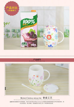 鼎盛瓷业厂家定制骨瓷带盖水杯新款简约小腰鼓杯会议杯陶瓷杯办公茶杯